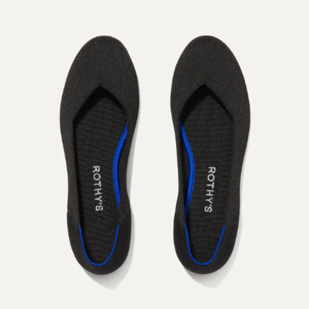 Rothy's Rothys Round Toe Ballet Flats The Flat Black Solid Women's Size 9